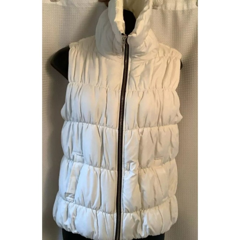 Style & Co Sport Puffer Vest Creamy White and Black Women's Size Small